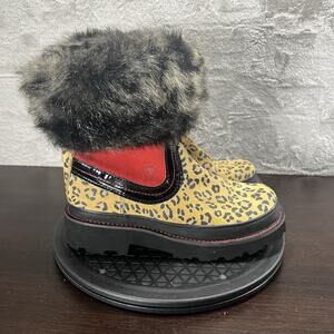 ARIAT Fatbaby Womens Size 7.5B Leopard Red Mid-Calf Winter Faux Fur Trim Boots